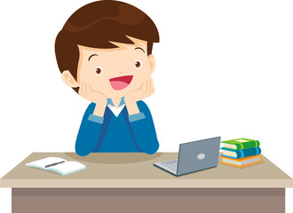 children thinking sitting and rest her chin in hands