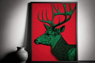 Halftone print Deer Movie poster illustrations. Generative AI