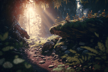 sunlight, fairy forest, octane render, ultrarealistic, dramatic, cinematic,