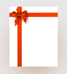 Beautiful card. Red ribbon around blank white paper.