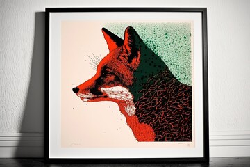Halftone print red fox Movie poster illustrations. Generative AI