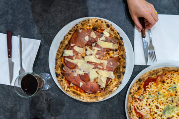 Traditional Italian pizza, baked in clay stove