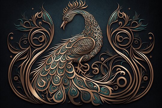 intricate Gaelic peacock design illustration. Beautiful Artwork illustration