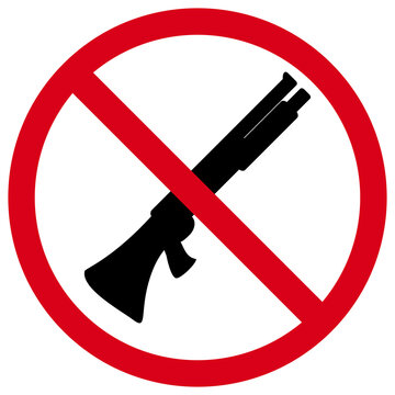 Weapons Prohibited Icon, Red Crossed Out Sign