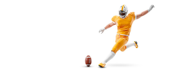 Plakat Realistic silhouette of a NFL american football player man in action isolated white background.