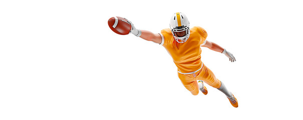 Realistic silhouette of a NFL american football player man in action isolated white background.