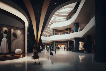 Luxury Lifestyle at High-End Shopping Mall, generative ai