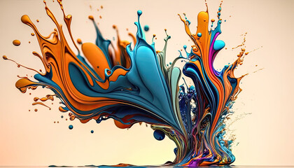 Colourful Liquid Splash Format 16:9 Digital Art Background Hintergrund Generative AI Illustration Cover 3D Magazin