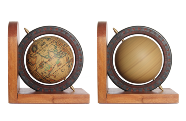vintage globe isolated with clipping path