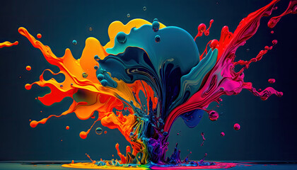 Colourful Liquid Splash Format 16:9 Digital Art Background Hintergrund Generative AI Illustration Cover 3D Magazin   