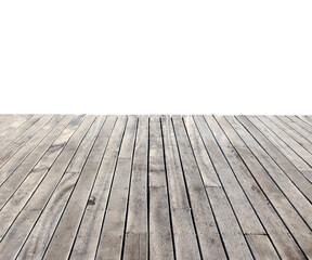 empty wooden floor isolated with clipping path