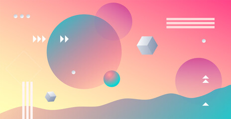 Abstract planets on a background of wireframe geometric shapes. Abstract drawing of the future, science fiction and astronomy. © Andrey KENO