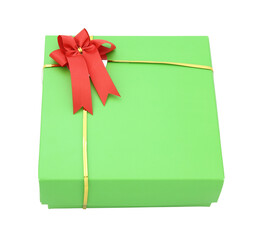 gift box with red ribbon bow isolated with clipping path for mockup