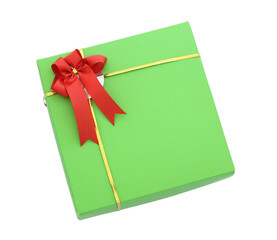 gift box with red ribbon bow isolated with clipping path for mockup