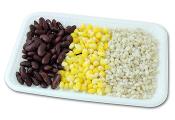 Cereal grains and seeds in the package isolated with clipping path