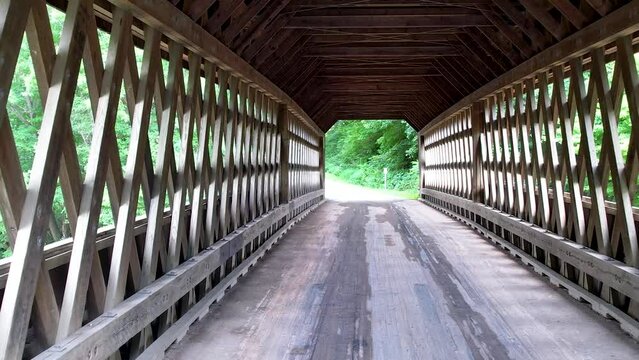 Historic State Road covered bridge in Ashtabula county Ohio, USA
