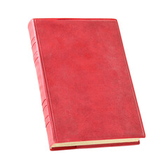 Old red book isolated with clipping pathfor mockup