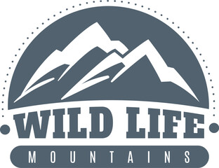 Wild life mountain emblem. Alpine club logo