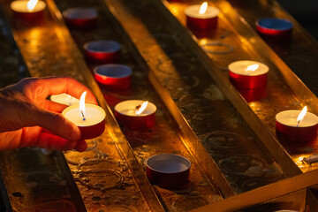 Catholic Church lit candles