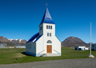 Fototapeta premium Hofsóskirkja, Church, Hofsós, Northwestern Region, Iceland 3