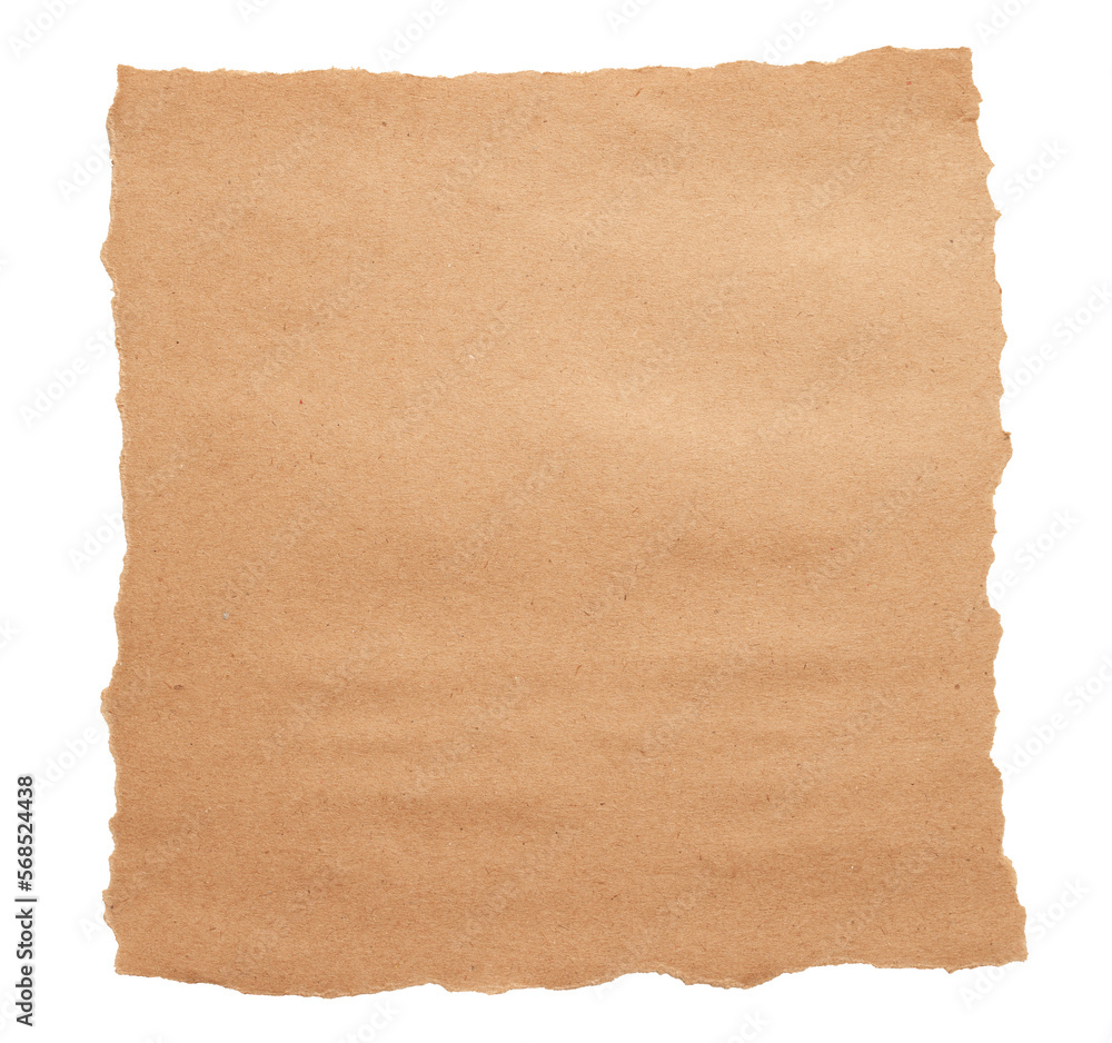 Poster сrumpled brown baking paper sheets isolated on white background, top view. empty space for your mess