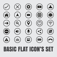 Basic flat icon's set. Simplicity meets versatility in our Basic Flat Icon Set. Ideal for web, app, or print designs, these flat vector icons offer a modern and clean aesthetic to enhance your project