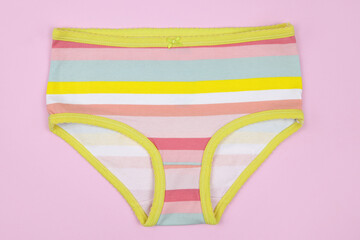 Cute baby colored striped panties close-up