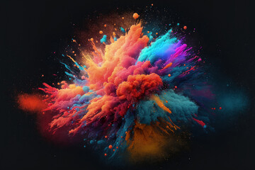 Fototapeta na wymiar Background covered in abstract powder, explosion of color powder frozen in motion, and background covered in color powder. Generative AI