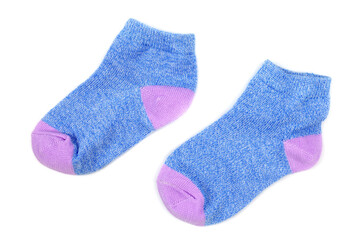 Pair of cute baby socks isolated on white