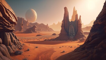 Plakat Desert landscape. AI Generative