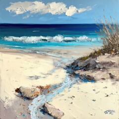 sunny beach with sand