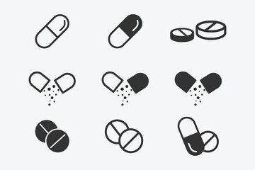 Medicine pills graphic icon. Capsule sign isolated on white background. symbol medicine. Symbol for your web site design, logo, app, UI. Vector illustration, EPS