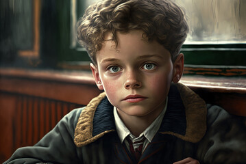 A Portrait of an attractive school boy. Created with Generative AI, no one recognisable. Not a real person.