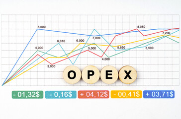 On the business chart are wooden circles with the inscription - OPEX
