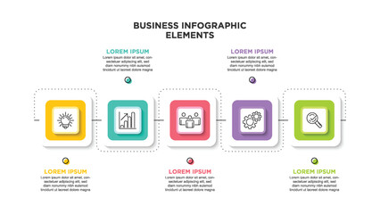 Business infographic template with 5 options. For content, diagram, flowchart, steps, parts, timeline infographics, workflow, chart.