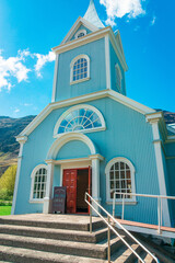 Obraz premium Seyðisfjardarkirkja, Church, Seydisfjordur, Múlaþing, Eastern Region, Iceland