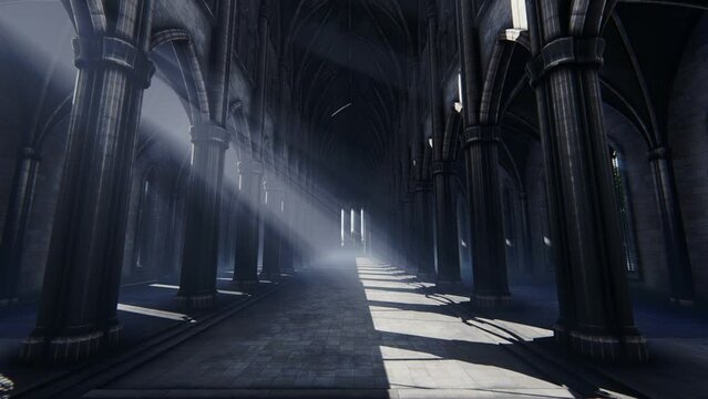 Old Gothic Cathedral 3D Video Animation