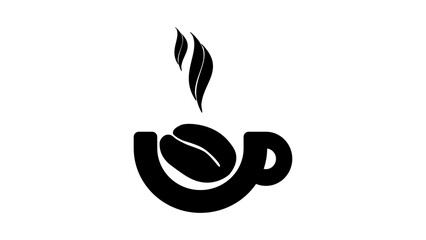 cup of coffee with grain, silhouette