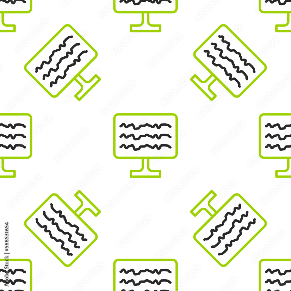 Poster line encephalogram icon isolated seamless pattern on white background. electrical activity. vector