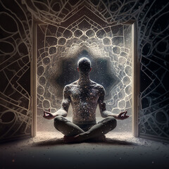 yoga. Looking into infinity with fractals shapes of dust and gases. holographically,