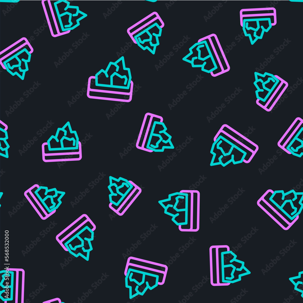 Poster line ore mining icon isolated seamless pattern on black background. vector