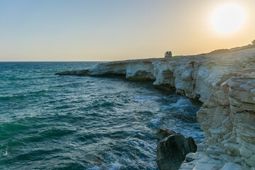 White cliffs beach on the island of Cyprus