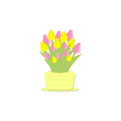 bouquet of yellow pink tulips 