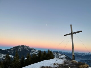 Fototapeta na wymiar cross on the top of mountain