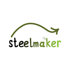 Green steel maker logo. Movement in the direction of alternative, ecological energy. Isolated vector image.