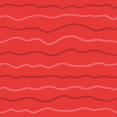 Wave line seamless pattern. Vector illustration on red background.