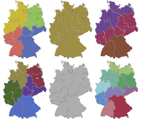 Deutschland Karte mit Bundesländern Farbliche Gebietskennzeichnung als Vektor Grafik