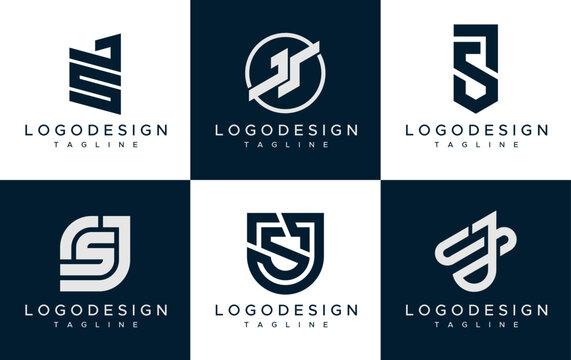 J S JS letter logo design collection.