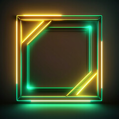 Ai-Generated Render of a Vibrant Neon Frame Illuminating a Black Background with Electric Power and Energy