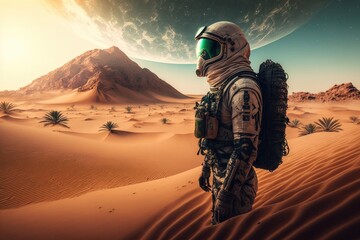 Astronaut and the Desert's Challenges Generative AI